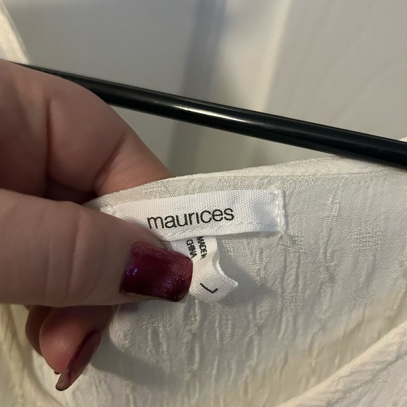 Maurices Cream Scoop Neck eyelet sleeve top - Picture 3 of 4